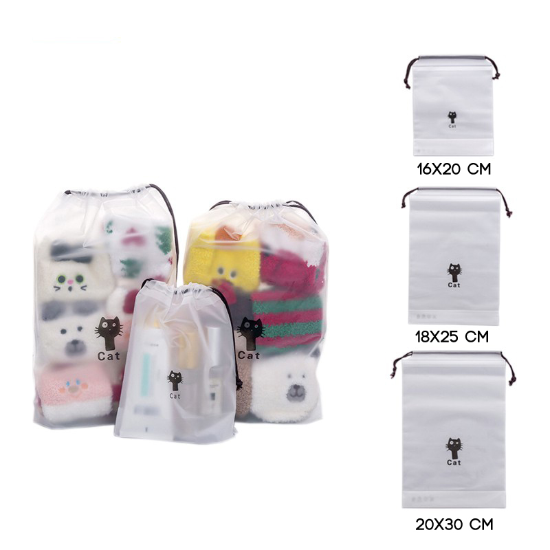 Tas Serut Transparan Travel Pouch - MEDIUM 18x25cm