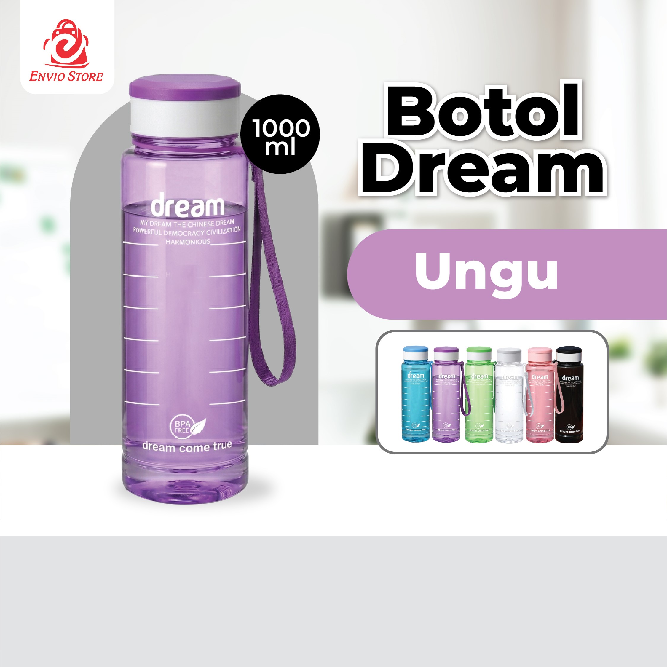 Botol Dream 1000ml - UNGU (Botol Minum Besar) Botol Dream 1000ml - UNGU (Botol Minum Besar)