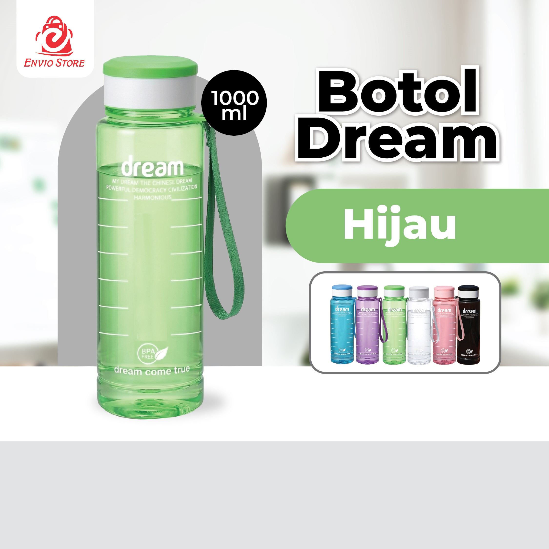Botol Dream 1000ml - HIJAU (Botol Minum Besar)