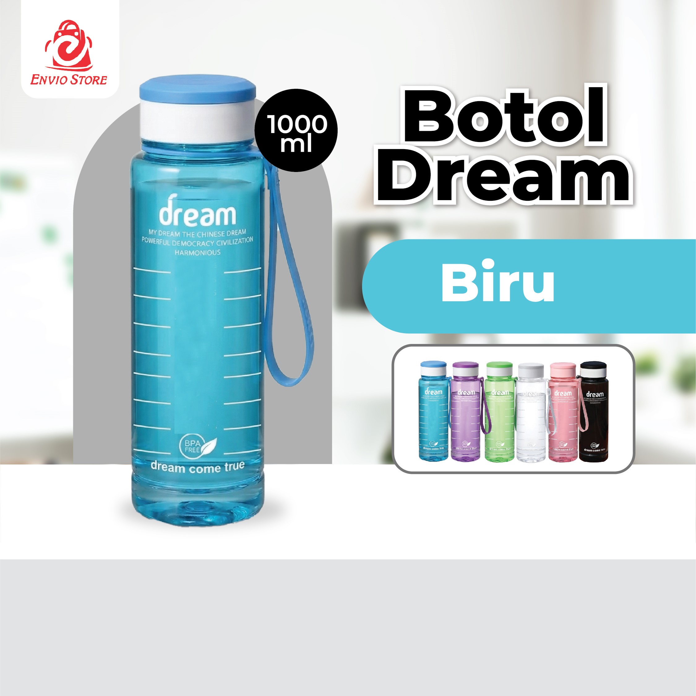 Botol Dream 1000ml - BIRU (Botol Minum Besar)