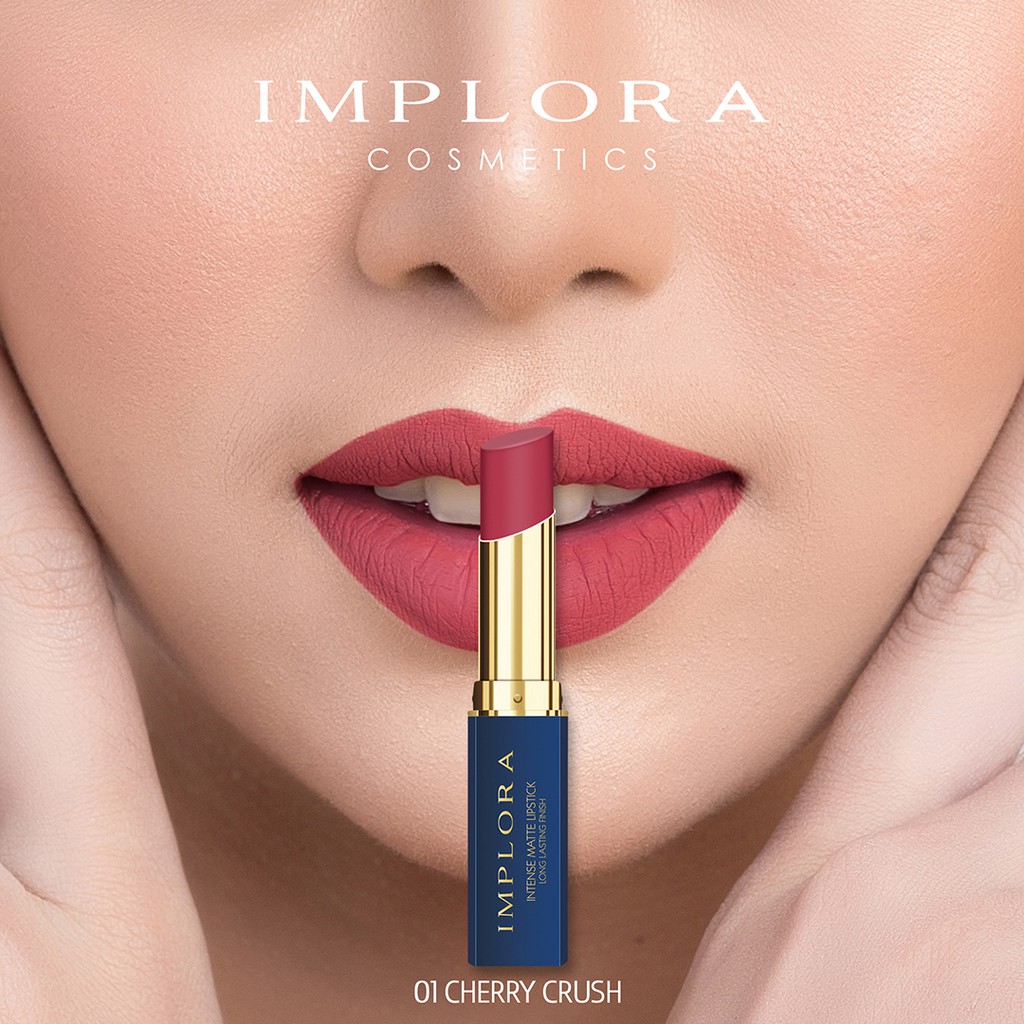 (Isi 12) Implora Intense Matte Lipstick 3.5gr - 01 Cherry Crush