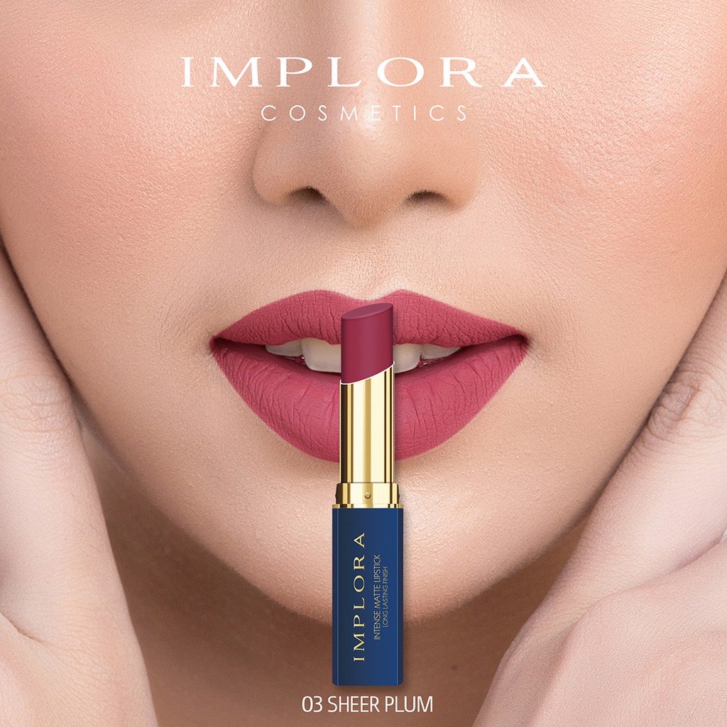 (Isi 12) Implora Intense Matte Lipstick 3.5gr - 03 Sheer Plum