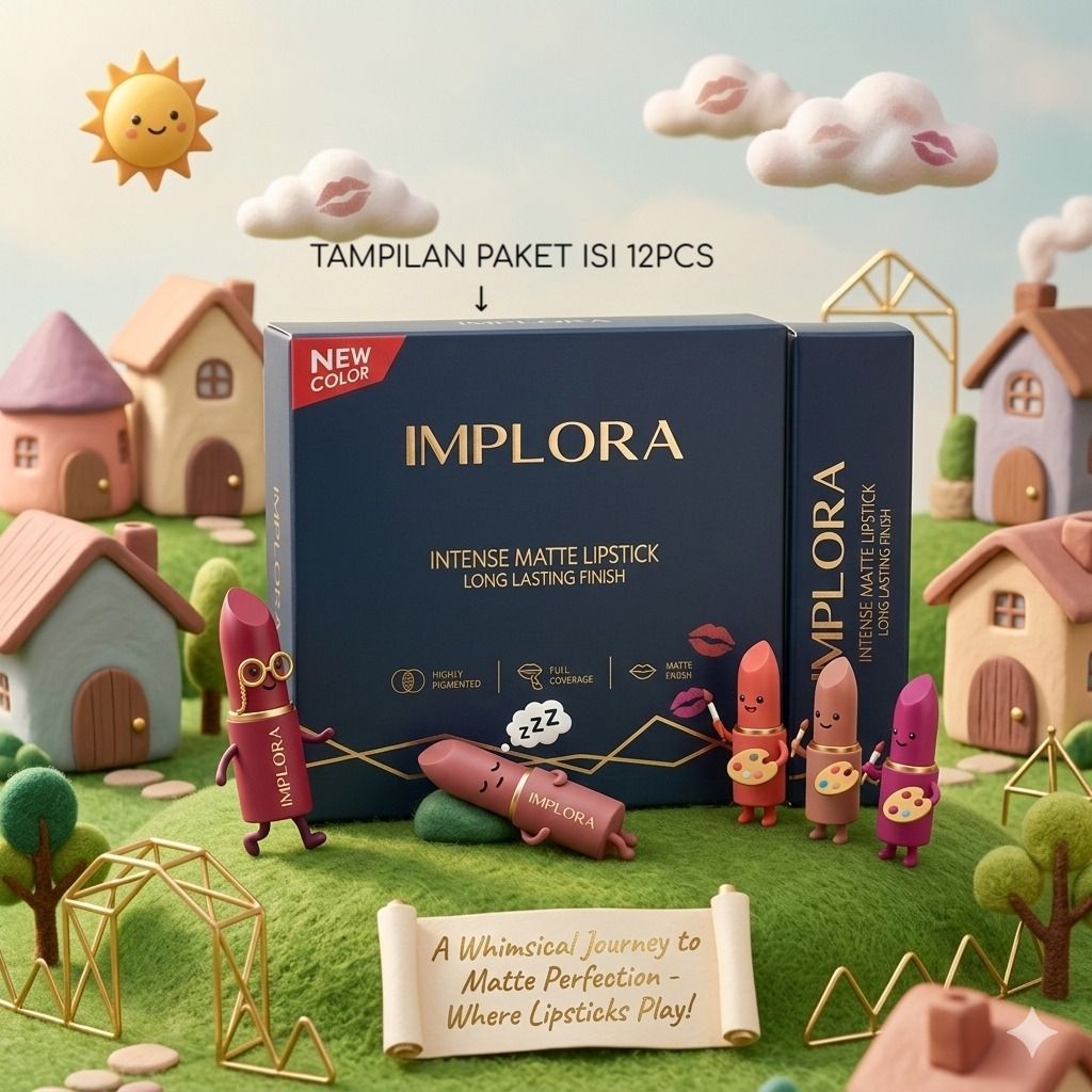 (Isi 12) Implora Intense Matte Lipstick 3.5gr - 04 Dirty Peach