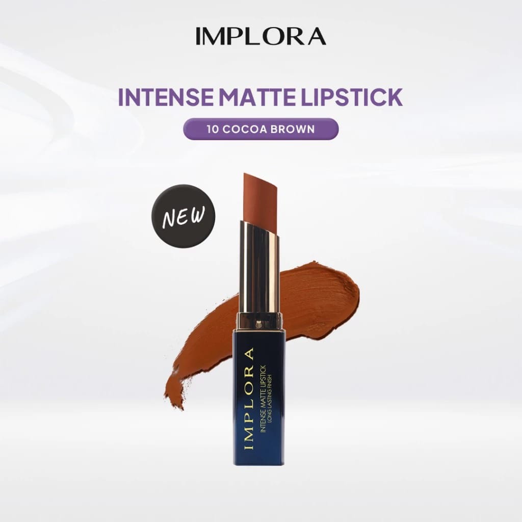(Isi 12) Implora Intense Matte Lipstick 3.5gr - 10 Cocoa Brown