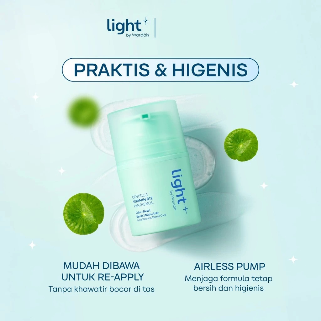 Wardah Light+ Serum Moisturizer 30gr - (Vitamin B12 Calm + Reset)
