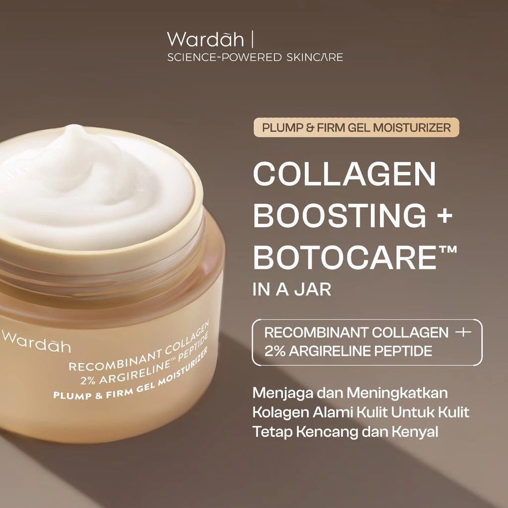 Wardah Gel Moisturizer 30gr - Recombinant Collagen 2% Argireline Peptide