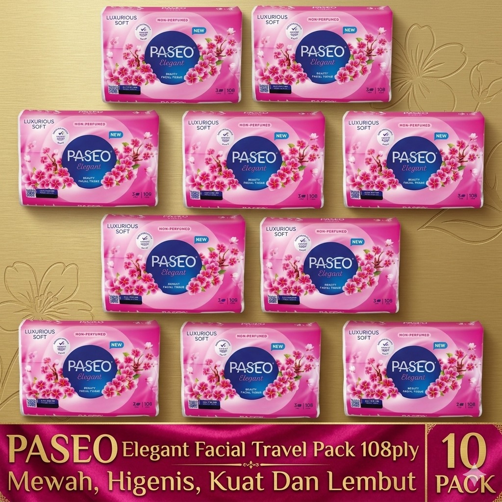 (Isi 10) Tissue Paseo Elegant Facial Travel Pack 108ply