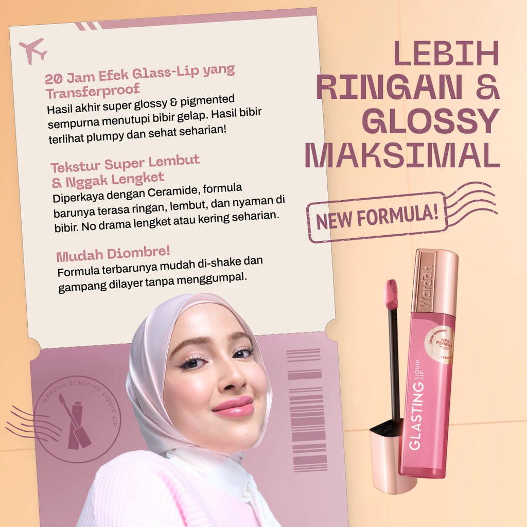 Wardah Glasting Liquid Lip 3.5gr (Lip Cream Transferproof) - 16 Peony Gleam