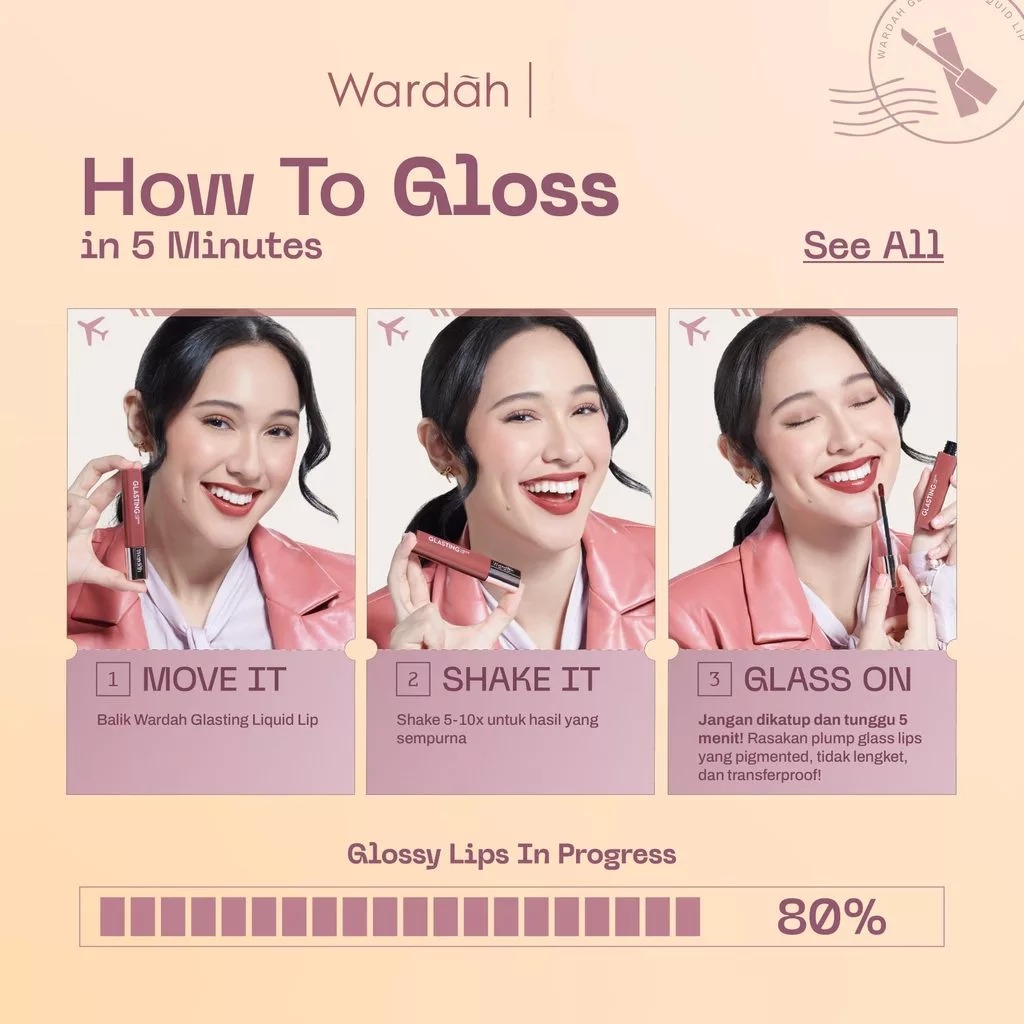 Wardah Glasting Liquid Lip 3.5gr (Lip Cream Transferproof) - 16 Peony Gleam