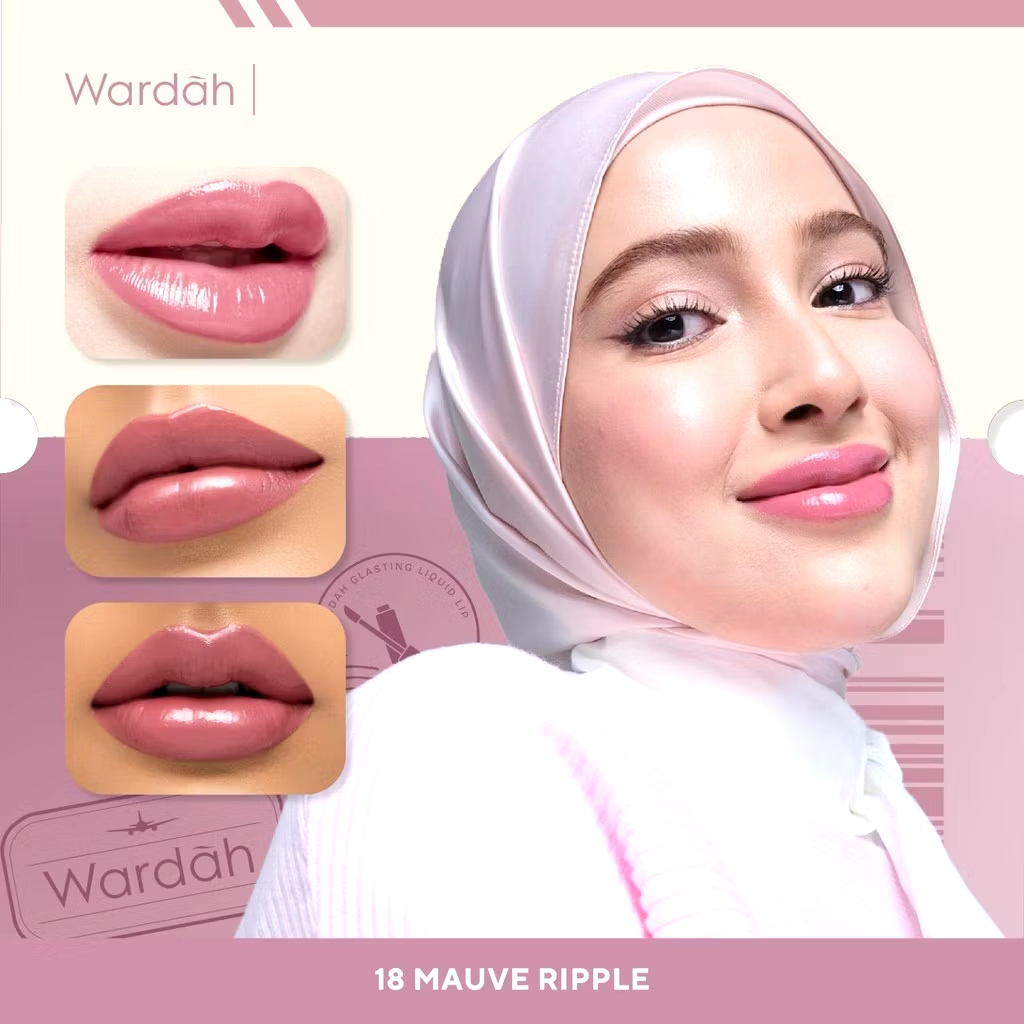 Wardah Glasting Liquid Lip 3.5gr (Lip Cream Transferproof) - 18 Mauve Ripple