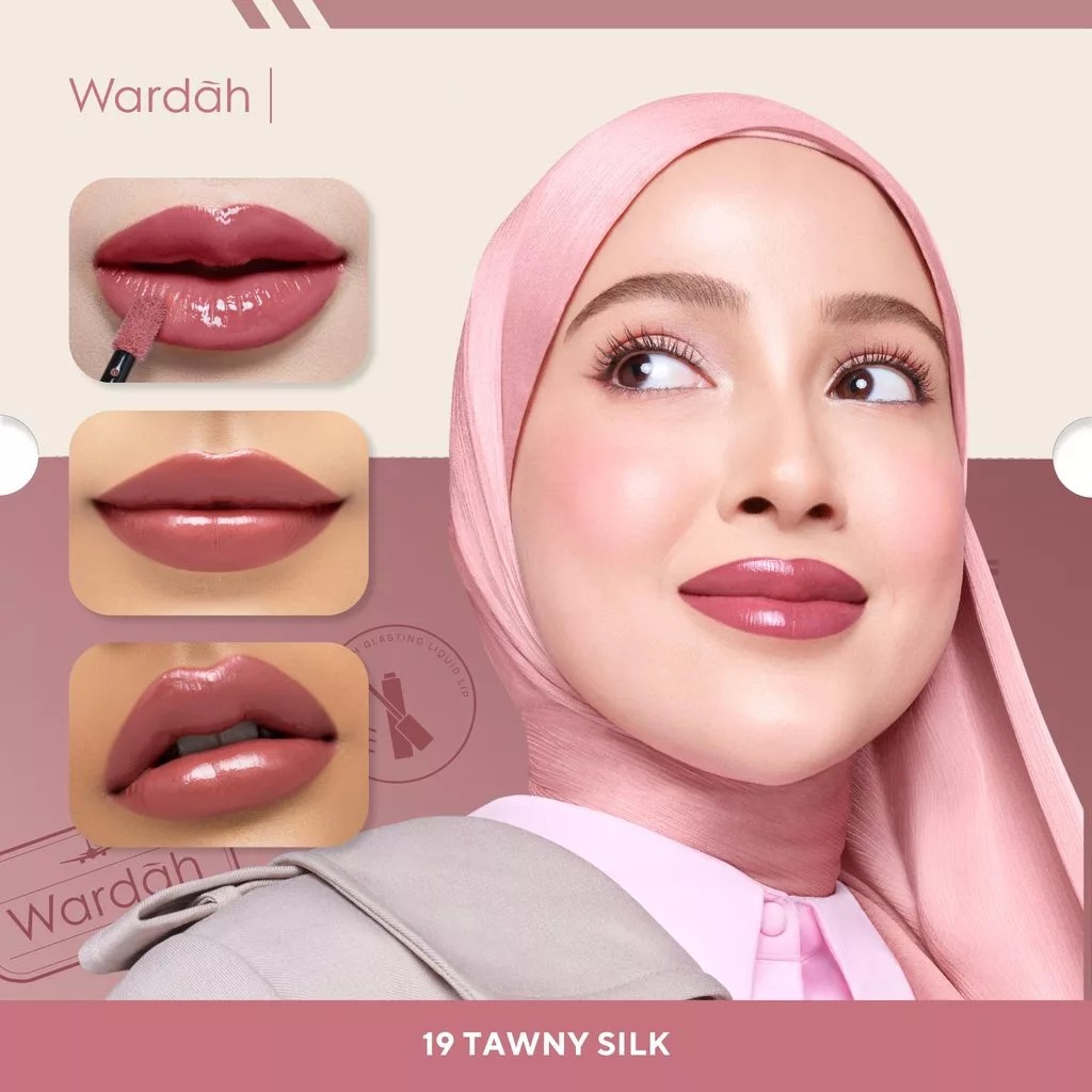 Wardah Glasting Liquid Lip 3.5gr (Lip Cream Transferproof) - 19 Tawny Silk