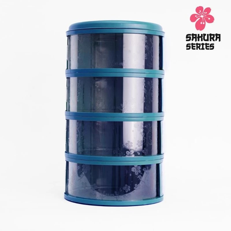 TRI J - Food Storage 4 Susun - BIRU LAUT (Tudung Saji Susun 4 Layer)