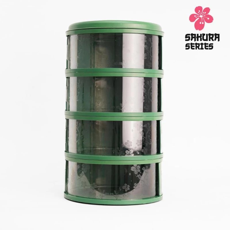 TRI J - Food Storage 4 Susun - HIJAU OLIVE (Tudung Saji Susun 4 Layer)