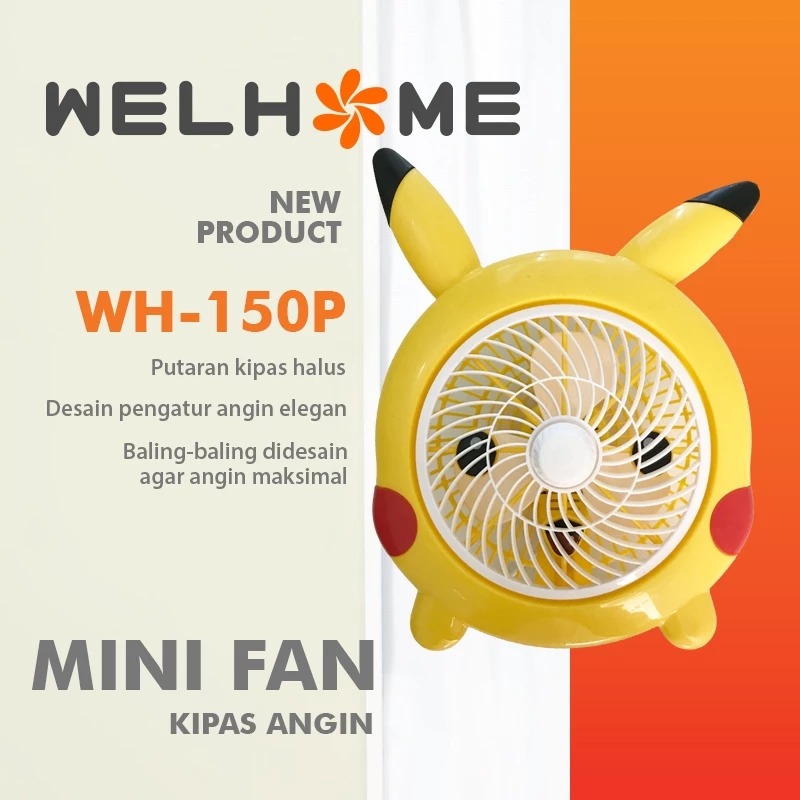 Welhome Kipas Angin Listrik Karakter - Pikacu (WH-150P)