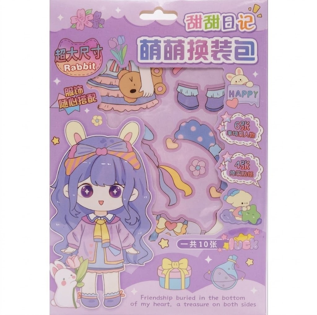 Mainan Anak Stiker Jumbo DIY (SZ288-04) - GIRL PURPLE (Dress Up Game Sticker)
