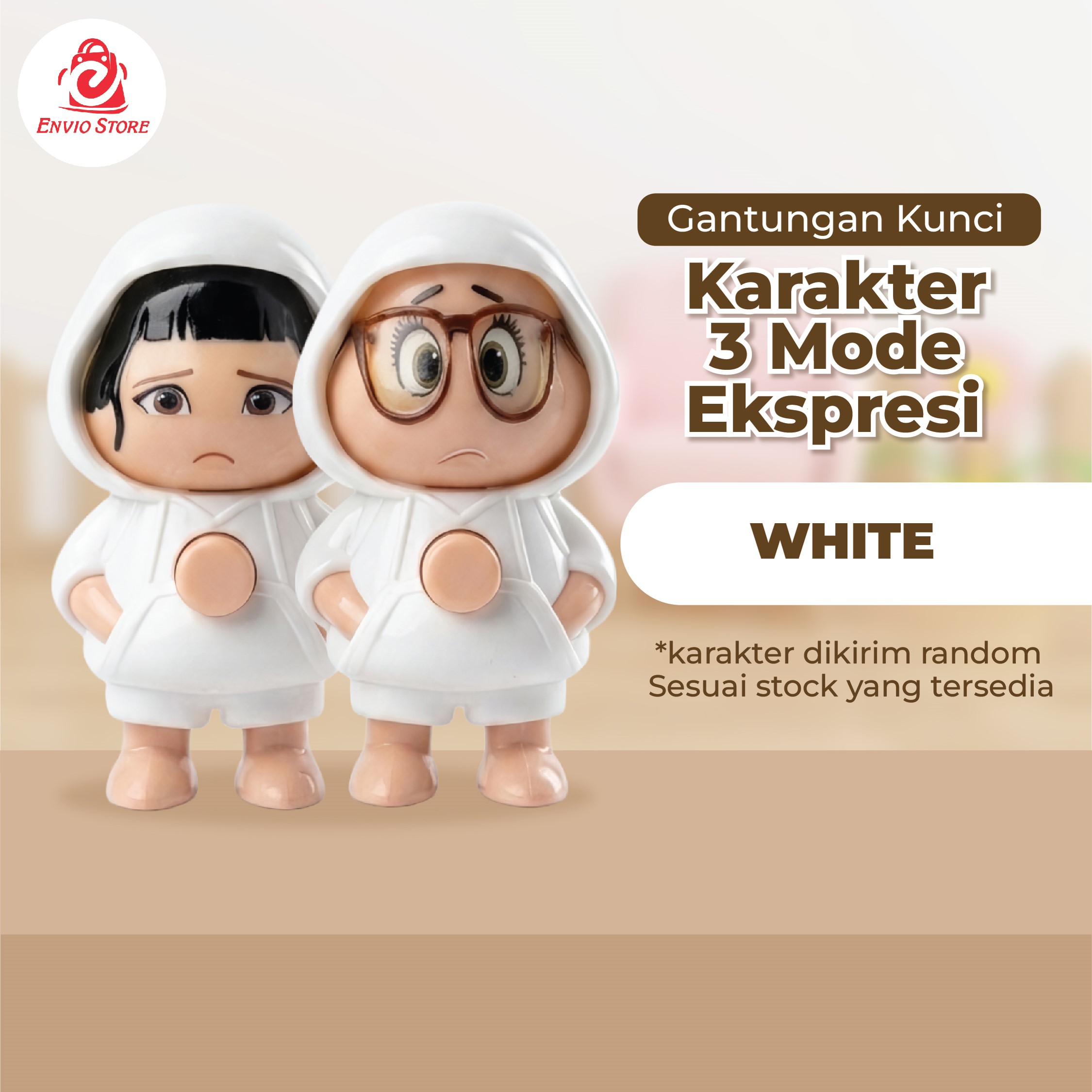 Gantungan Kunci Karakter 3 Mode Ekspresi - WHITE (Mainan Anak Lucu) Gantungan Kunci Karakter 3 Mode Ekspresi - WHITE (Mainan Anak Lucu)