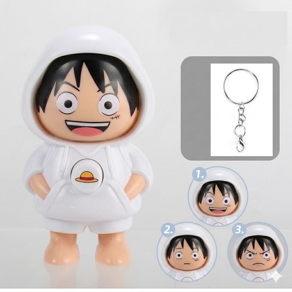 Gantungan Kunci Karakter 3 Mode Ekspresi - WHITE (Mainan Anak Lucu)