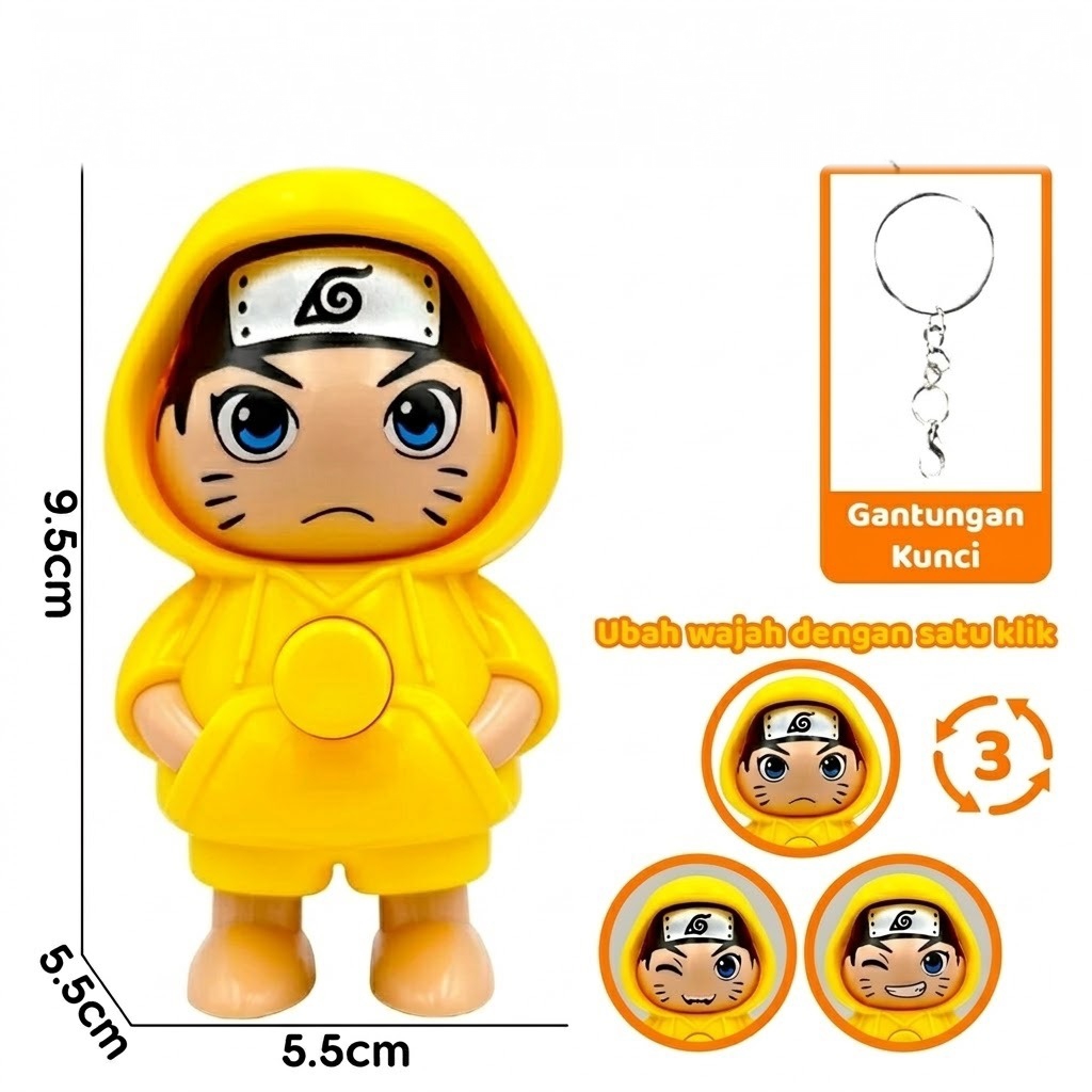 Gantungan Kunci Karakter 3 Mode Ekspresi - YELLOW (Mainan Anak Lucu)