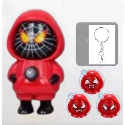 Gantungan Kunci Karakter 3 Mode Ekspresi - BLACK SPIDER (Mainan Anak Lucu)