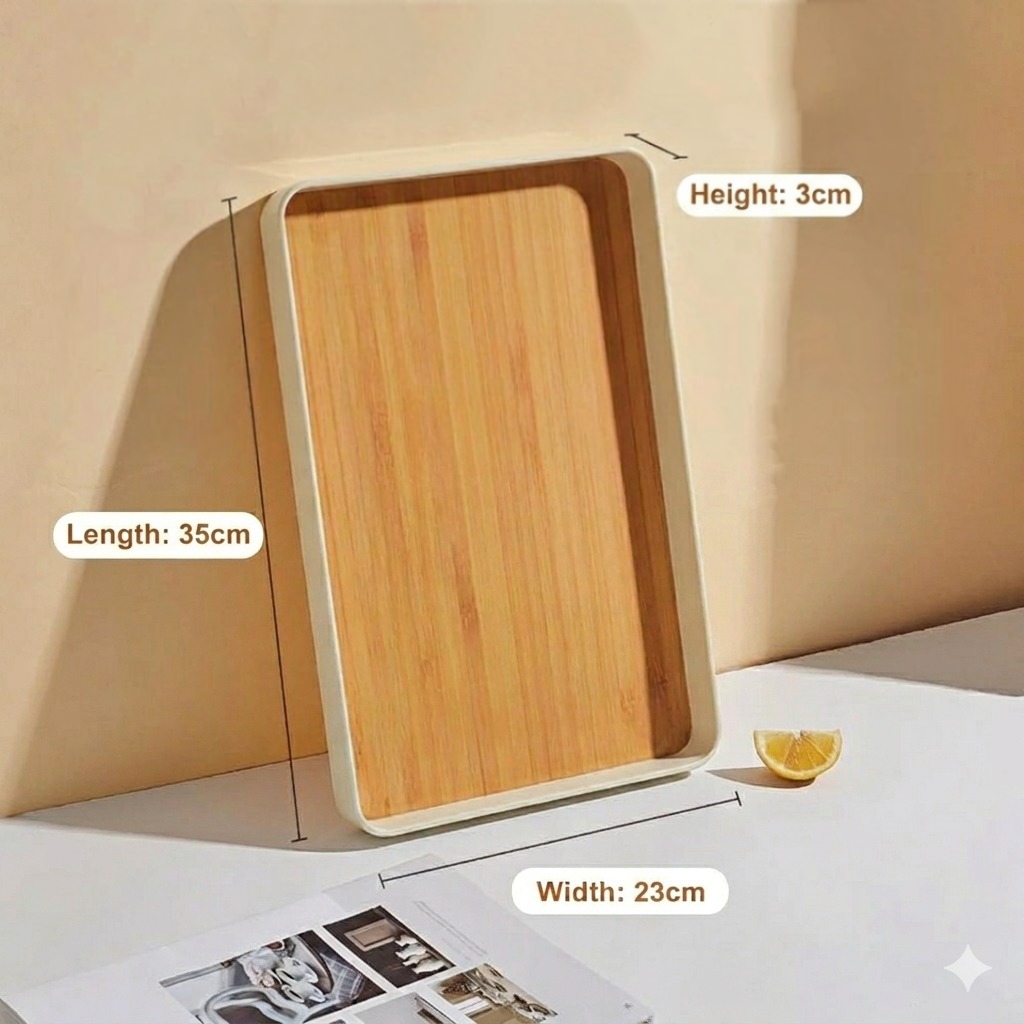 Nampan Kayu Aesthetic 23x35x3cm (Tatakan Dapur Serbaguna)