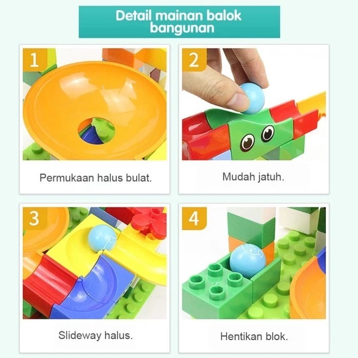 Mainan Balok Susun Track Slide Ball Marble (Mainan Edukasi Anak)