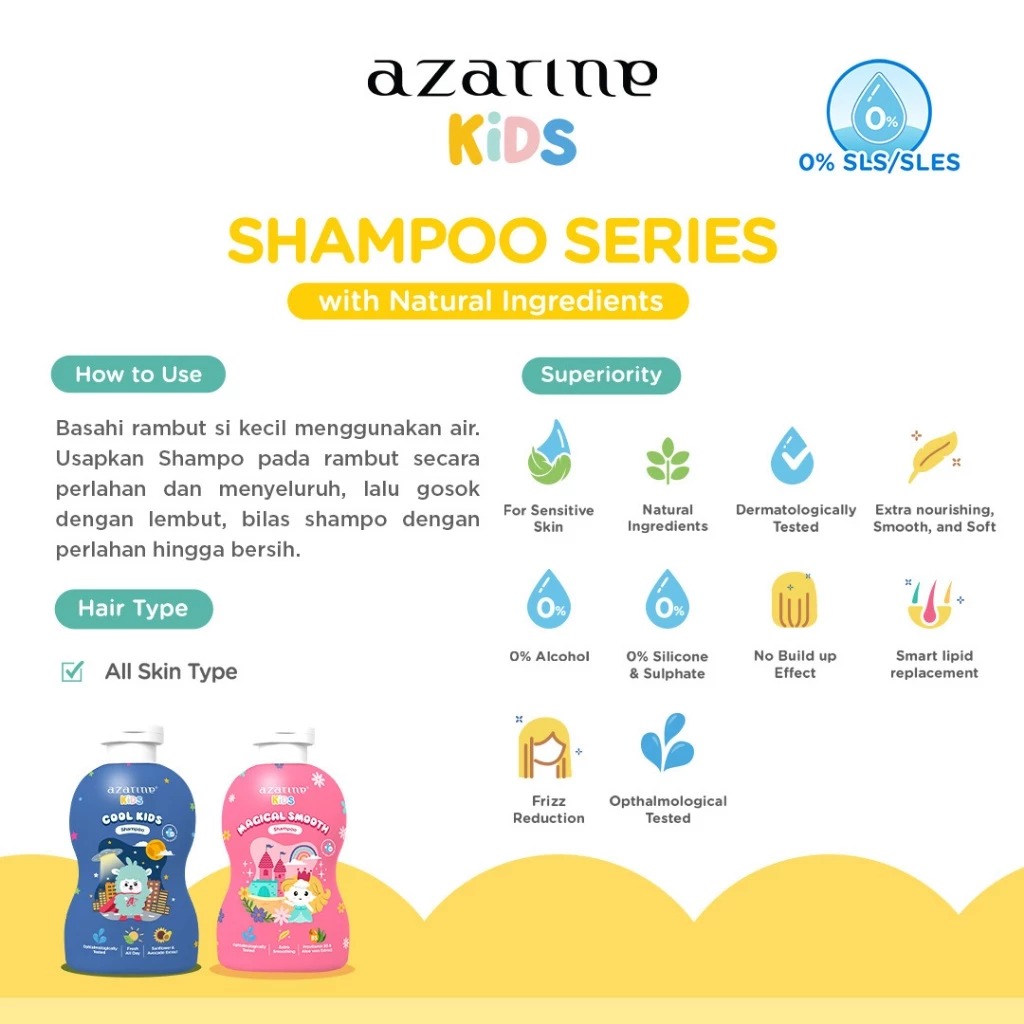 Azarine Kids Shampoo 300ml - Cool Kids (Blue)