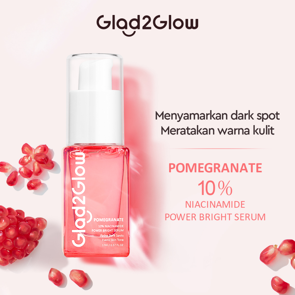 (PAKET) Glad 2 Glow 2in1 Glowing Set - Pomegranate Moisturizer 30gr + Pomegranate Serum 17ml