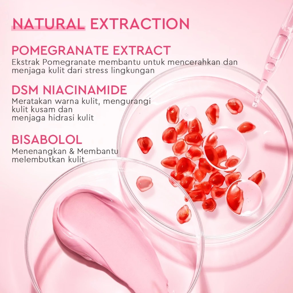 (PAKET) Glad 2 Glow 2in1 Glowing Set - Pomegranate Moisturizer 30gr + Pomegranate Serum 17ml