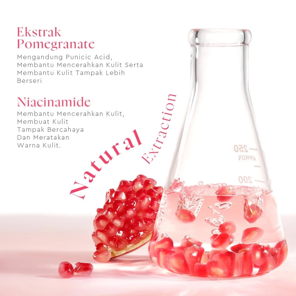 (PAKET) Glad 2 Glow 3in1 Glowing Set - Pomegranate Toner 80ml + Pomegranate Moisturizer 30gr + Pomegranate Serum 17ml