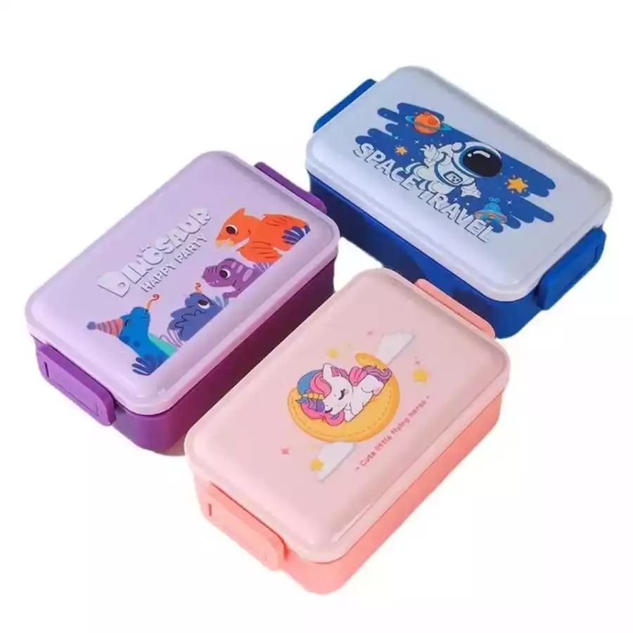 Lunch Box 2 Sekat Karakter Lucu 550ml (B020) - (Free Sendok + Garpu)