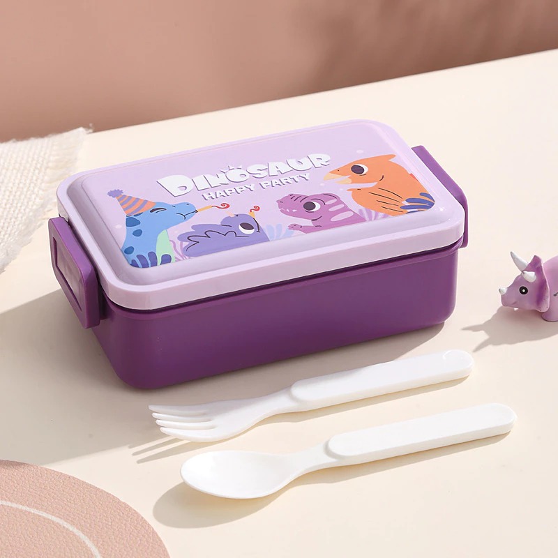 Lunch Box 2 Sekat Karakter Lucu 550ml (B020) - (Free Sendok + Garpu)