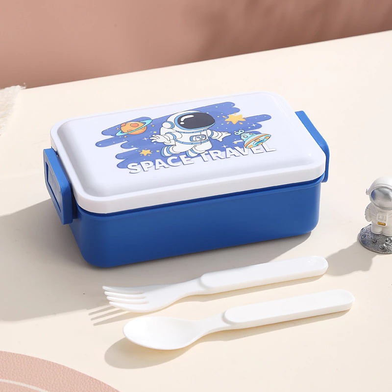 Lunch Box 2 Sekat Karakter Lucu 550ml (B020) - (Free Sendok + Garpu)