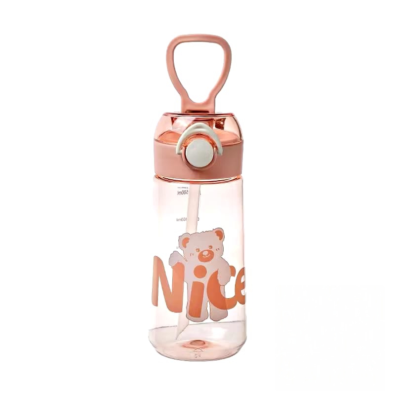 Botol Minum Anak Nice Bear 580ml (2356) - PINK (Free Sedotan)