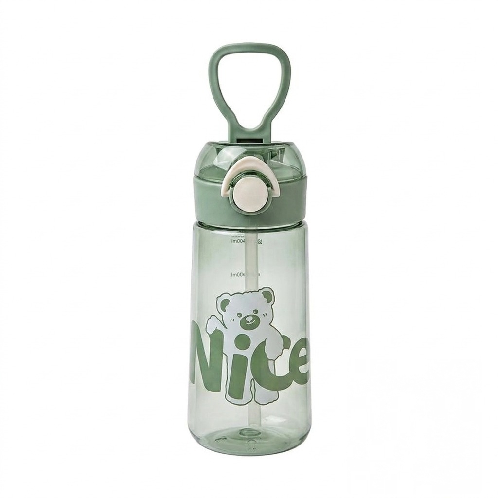 Botol Minum Anak Nice Bear 580ml (2356) - HIJAU (Free Sedotan)