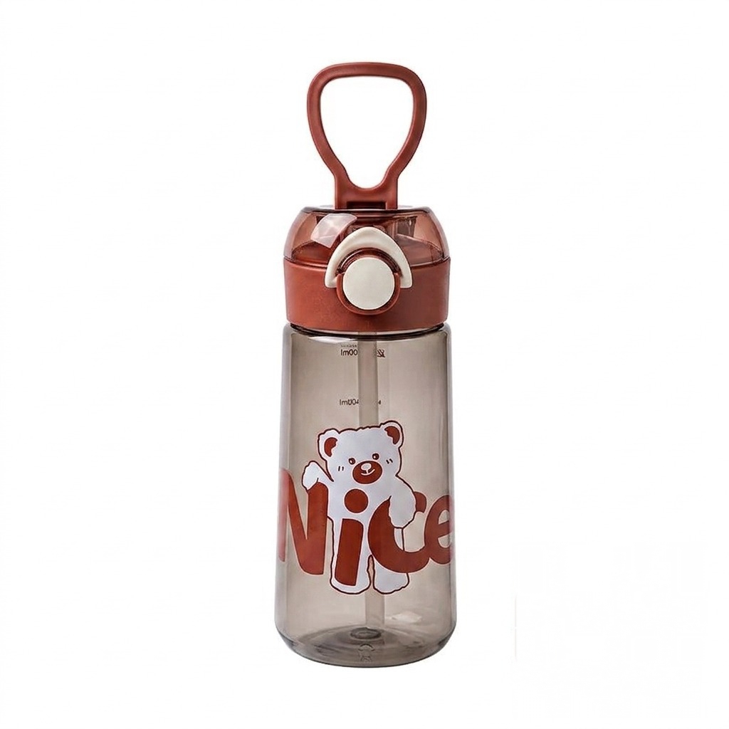 Botol Minum Anak Nice Bear 580ml (2356) - COKLAT (Free Sedotan)