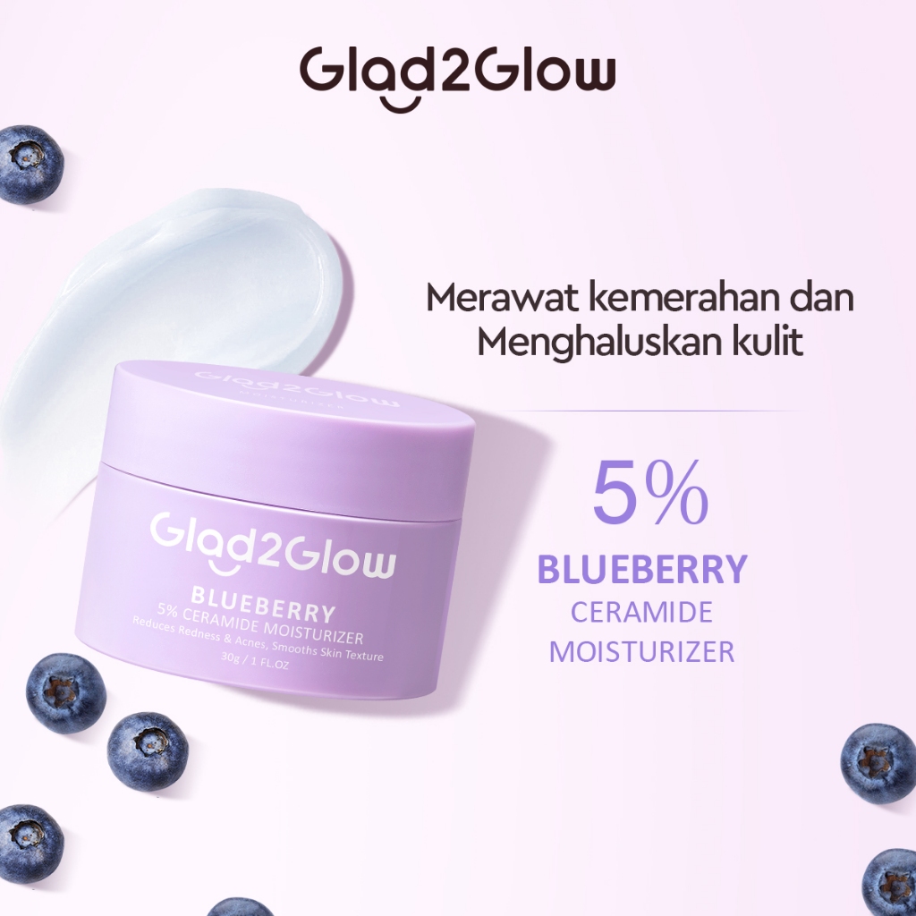 (PAKET) Glad 2 Glow 3in1 Barrier Set - Blackberry AHA BHA PHA Toner 80ml + Blueberry Ceramide Moisturizer 30gr + Peeling Solution Serum15ml
