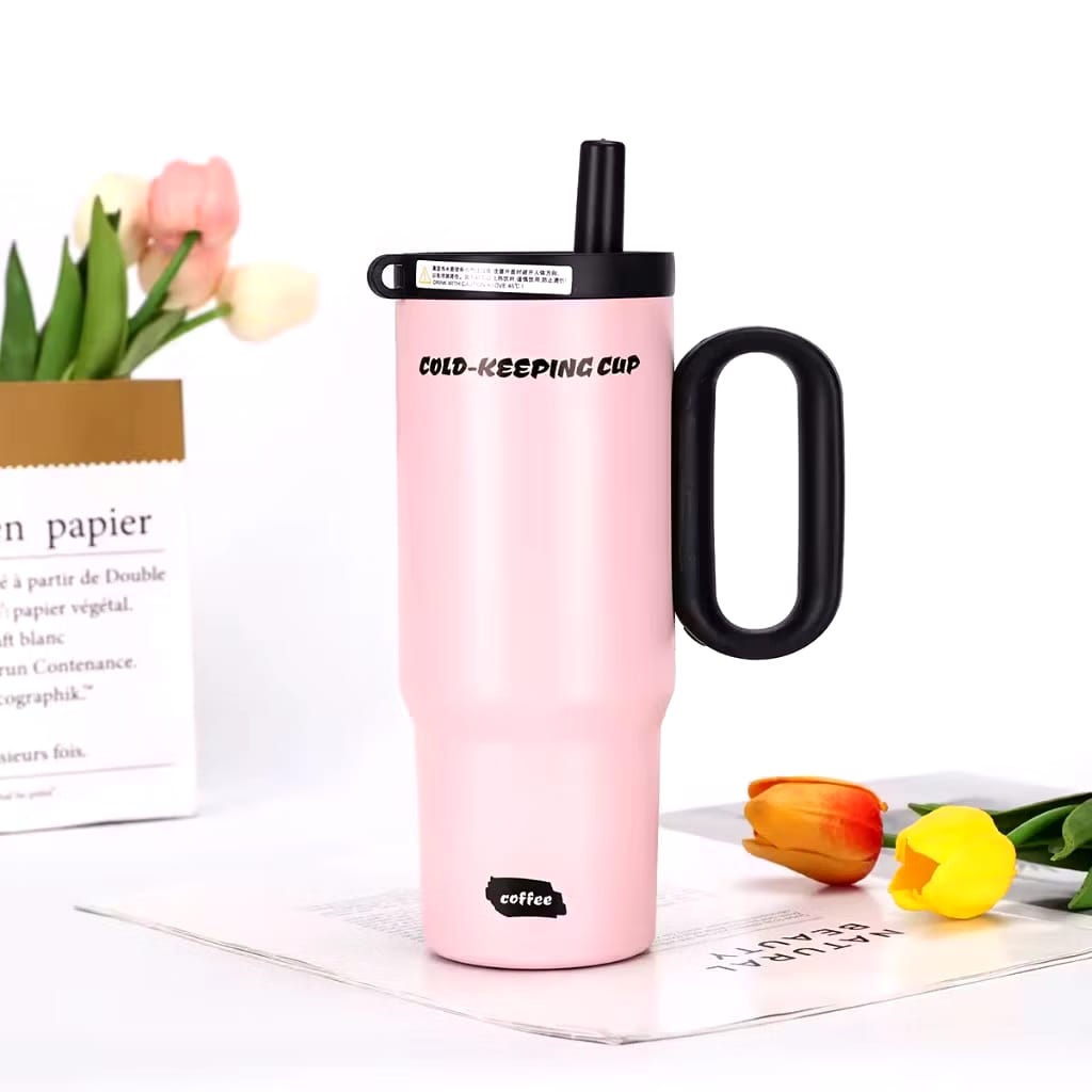 Tumbler Mug Stainless Steel Jumbo 750ml (HN2262) - PINK (Free Sedotan + BPA Free)