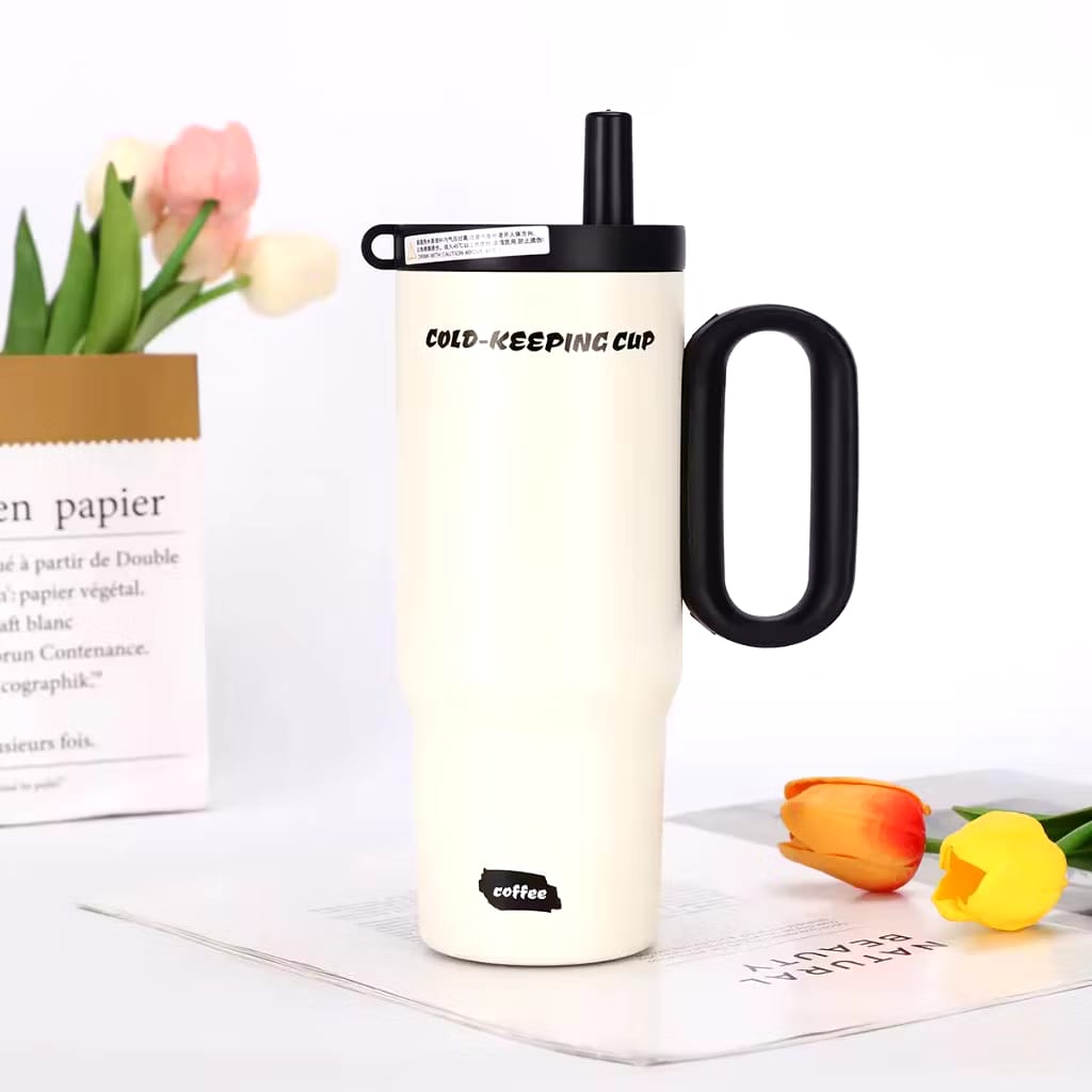 Tumbler Mug Stainless Steel Jumbo 750ml (HN2262) - PUTIH (Free Sedotan + BPA Free)