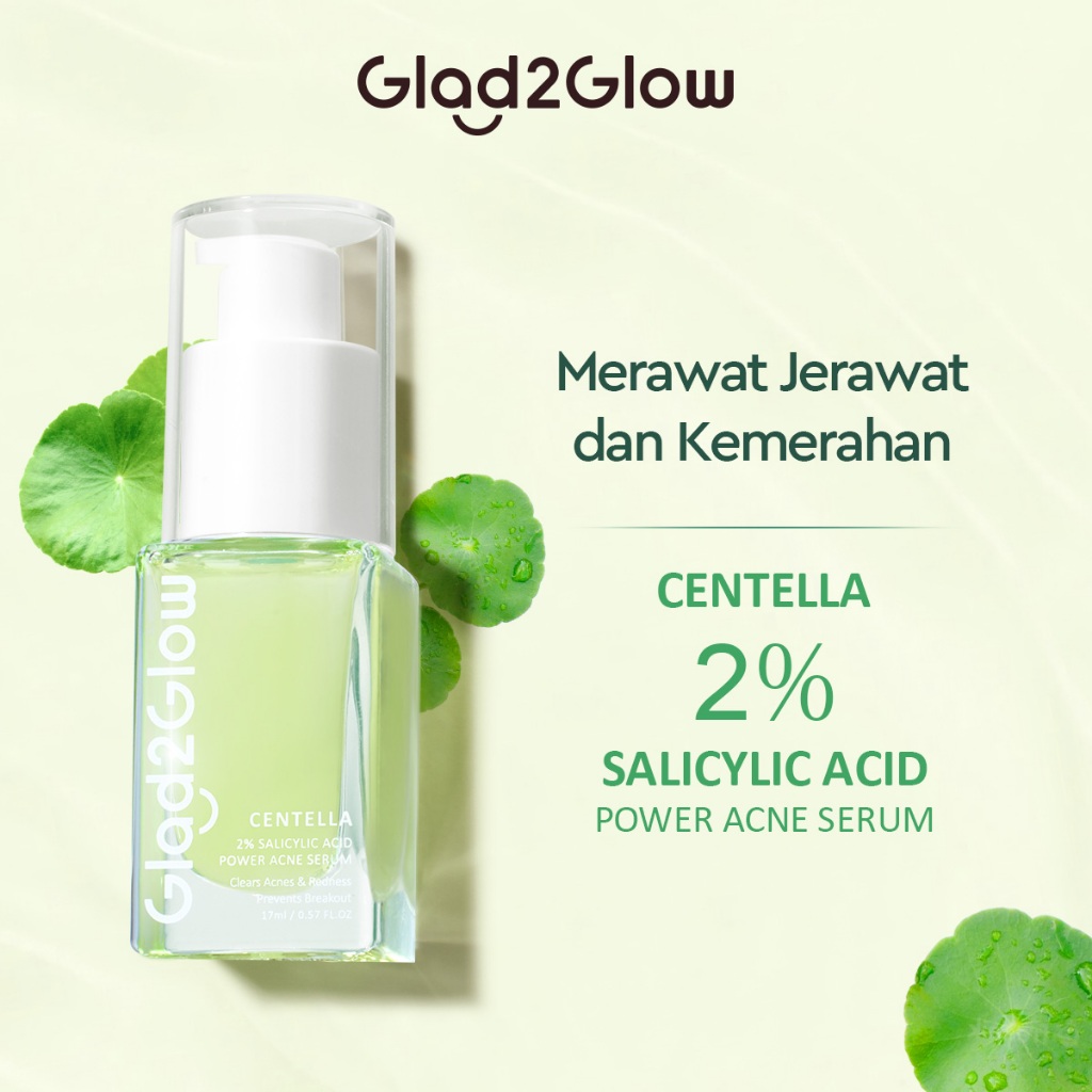 (PAKET) Glad 2 Glow 3in1 Acne Set - Centella Toner 80ml + Centella Moisturizer 30gr + Centella Serum 17ml