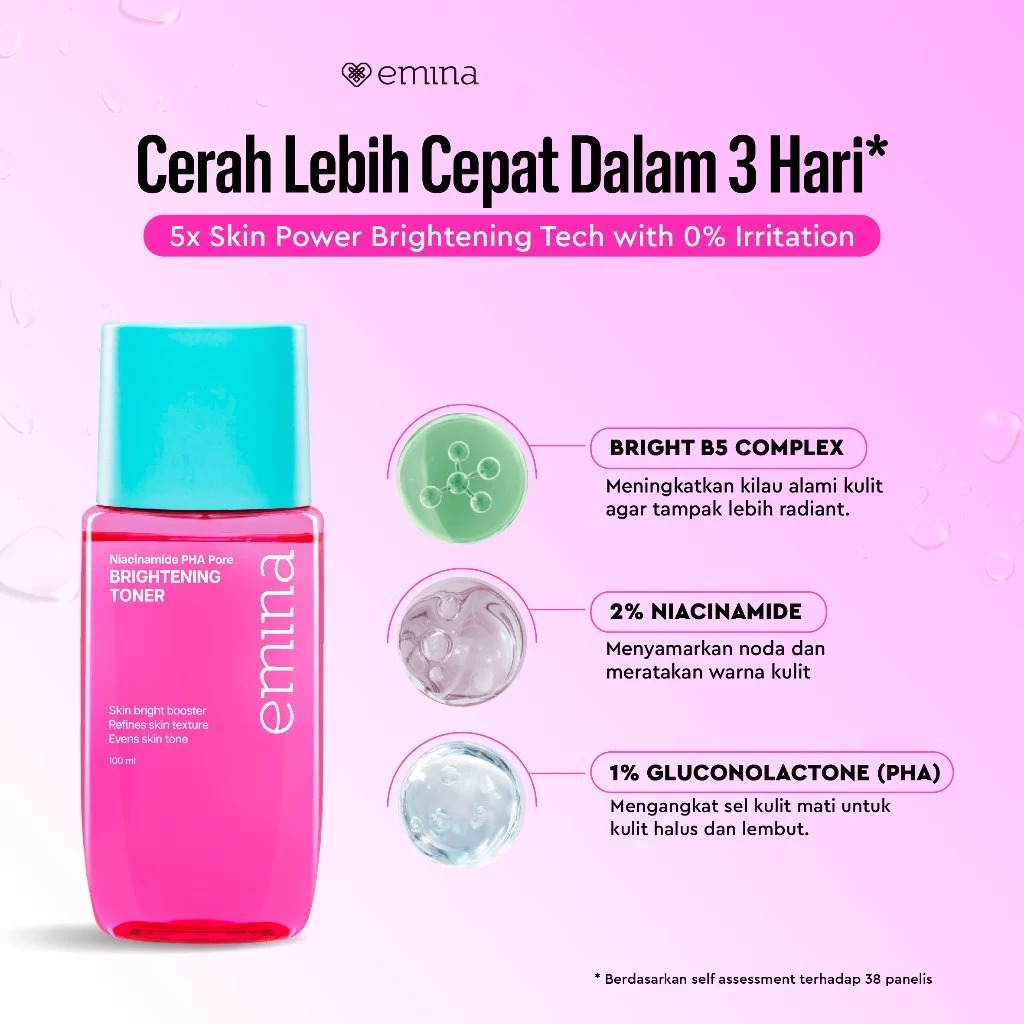 Emina Toner Complete Series 100ml - Brightening Toner (Niacinamide PHA Pore)