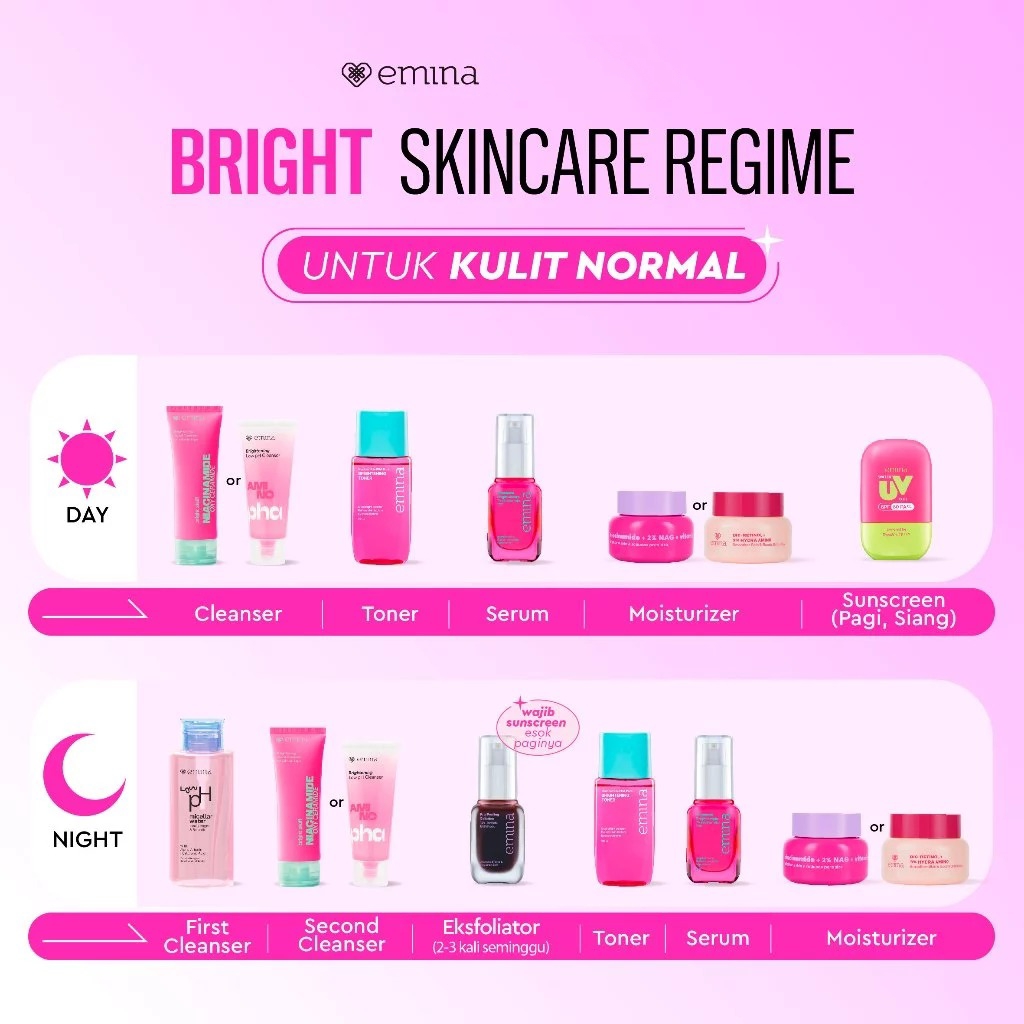 Emina Toner Complete Series 100ml - Brightening Toner (Niacinamide PHA Pore)