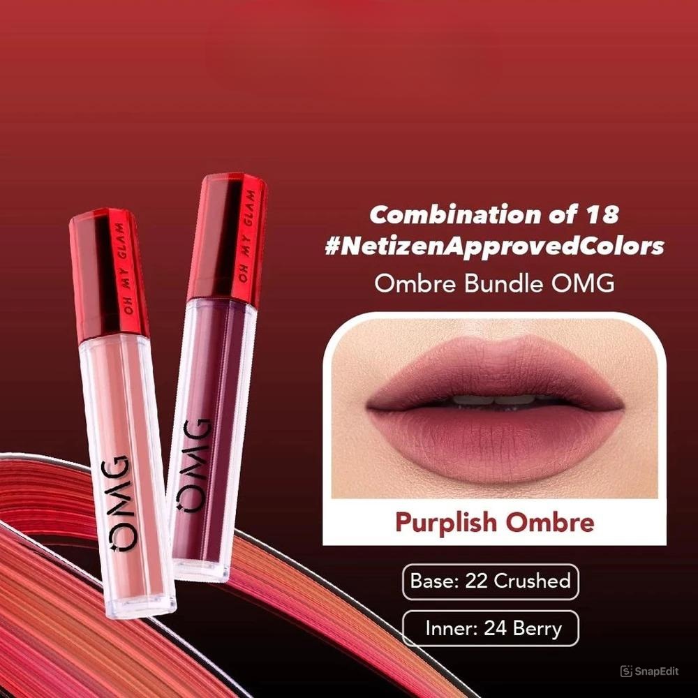 Paket Oh My Glam Mattelast Lip Cream 22 Crushed + 24 Berry (OMG)