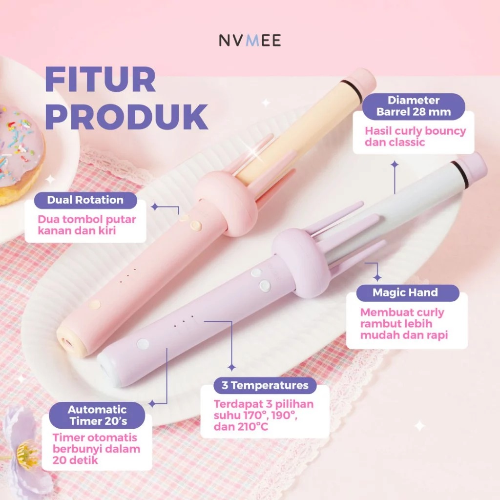 NVMEE LIBRA Hair Stylers 2.0  - PINK (Catokan Penataan Rambut Keriting)