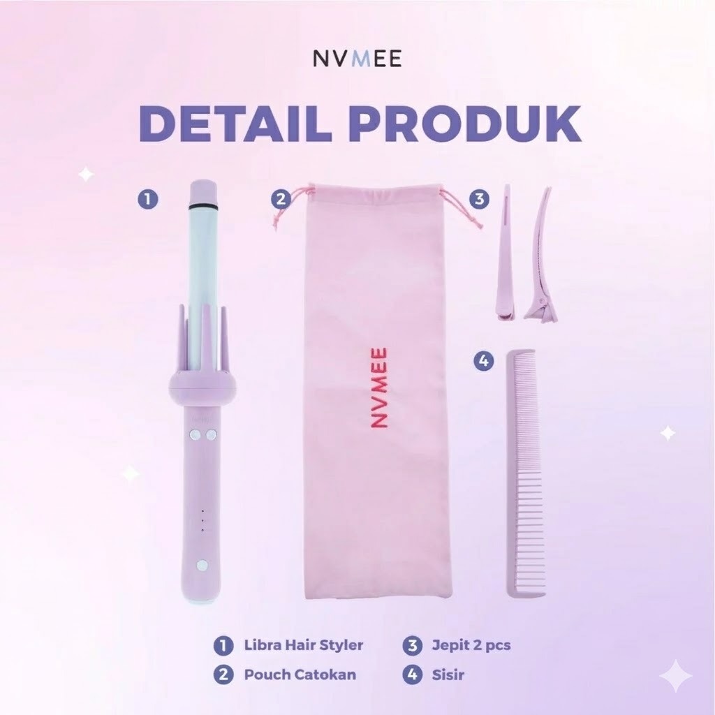 NVMEE LIBRA Hair Stylers 2.0  - PINK (Catokan Penataan Rambut Keriting)