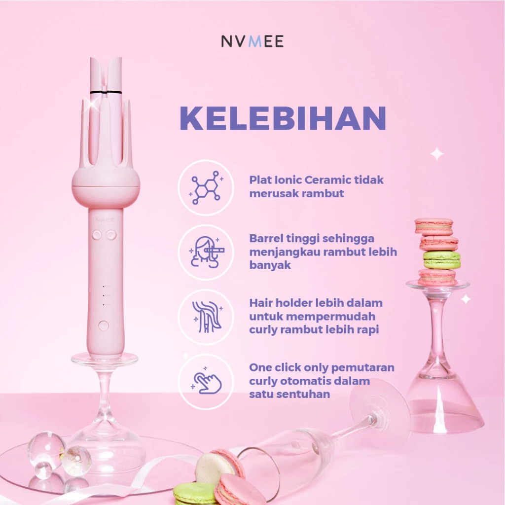NVMEE TAURUS Hair Stylers 2.0 - PINK (Catokan Penataan Rambut Keriting)