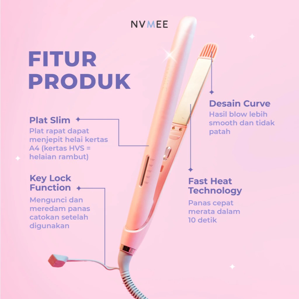 NVMEE ARIES Hair Stylers (Catokan Penataan Rambut Lurus & Keriting)