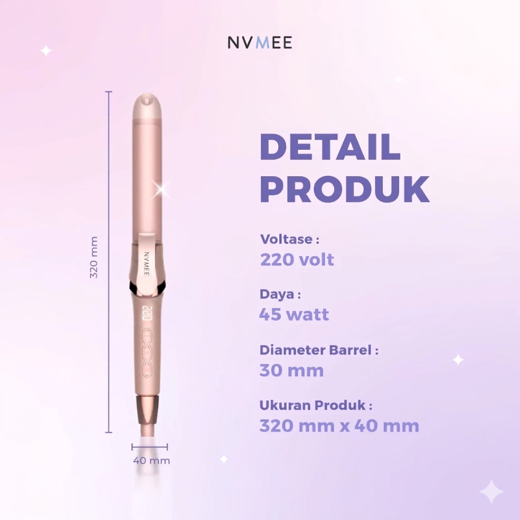 NVMEE SAGITARIUS Hair Stylers 2in1+LED Touch (Catokan Penataan Rambut Lurus & Keriting)