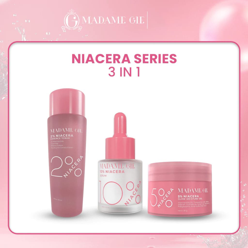 (PAKET) Madame Gie 3in1 Niacera Series - Essence Toner 100ml + Serum 20ml + Moisture Gel 30gr