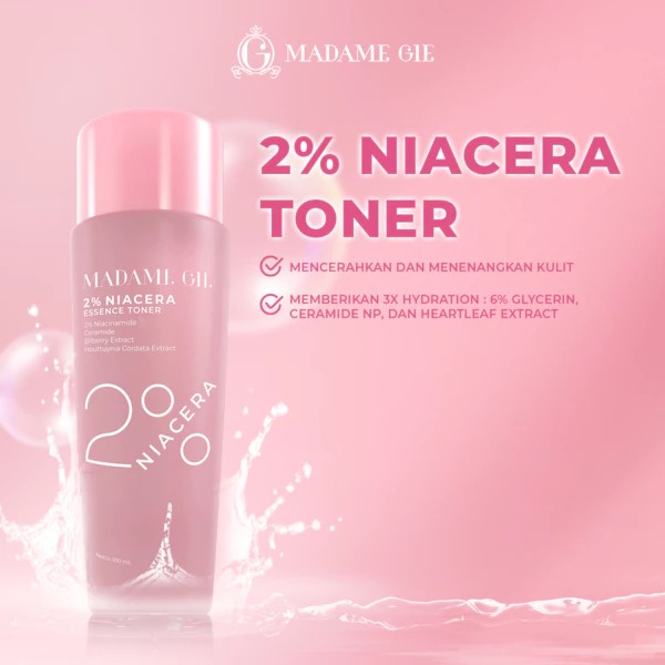 (PAKET) Madame Gie 3in1 Niacera Series - Essence Toner 100ml + Serum 20ml + Moisture Gel 30gr