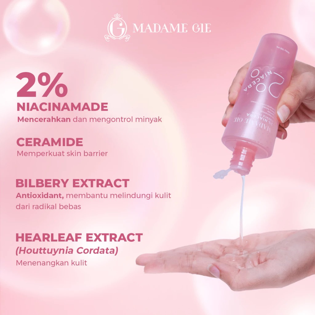 (PAKET) Madame Gie 3in1 Niacera Series - Essence Toner 100ml + Serum 20ml + Moisture Gel 30gr